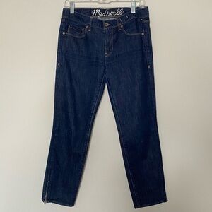 Madewell Dark Wash Zipper Ankle Mid-rise Jeans, Size 28